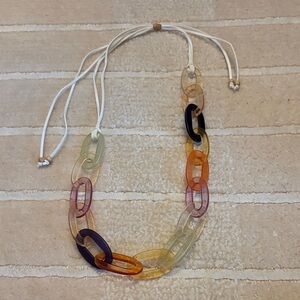 Rainbow links plastic statement necklace-completely adjustable, light but bold